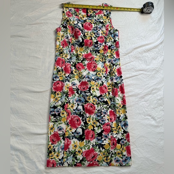 Talbots Size 12 Sleeveless Sheath Dress – Bold Floral Print, Cotton Blend - Picture 8 of 11